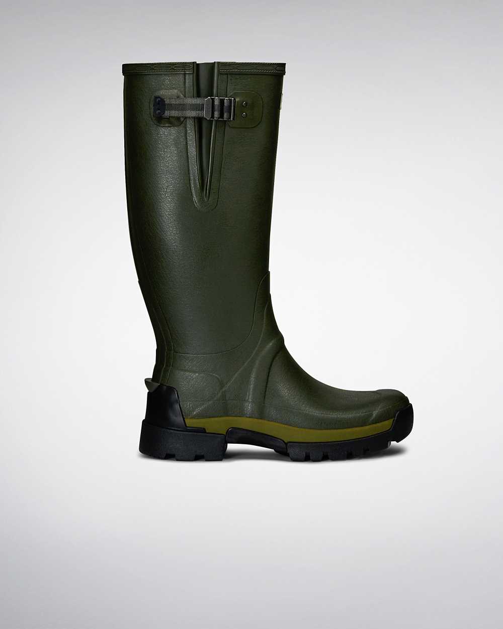 Hunter Men's Balmoral Bamboo Carbon Tall Wellington Boots Green,FUTB69048